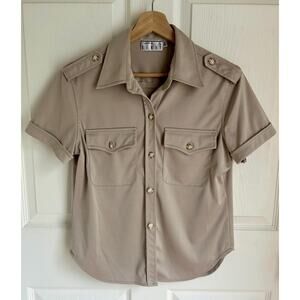 Vintage Beige 90's Cargo Top Size Medium | 90's Style | Khaki Blouse Shirt